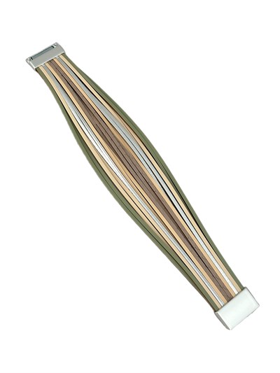 Çok Renkli Tasarım Mıknatıslı Deri Bileklik ( 19 Cm )