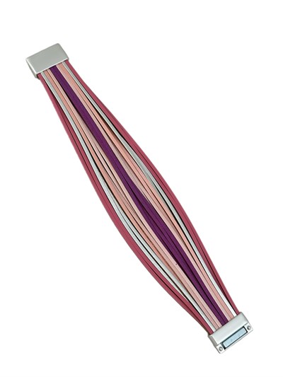 Çok Renkli Tasarım Mıknatıslı Deri Bileklik ( 19 Cm )