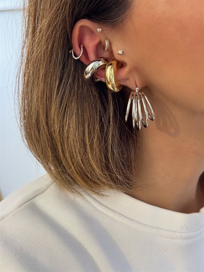 Çoklu Görünüm Tel Plaka Kafes Model Küpe Kombini