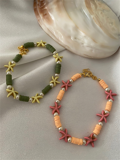 Deniz Yıldızı İnci Detay Fimo Halhal (23cm)