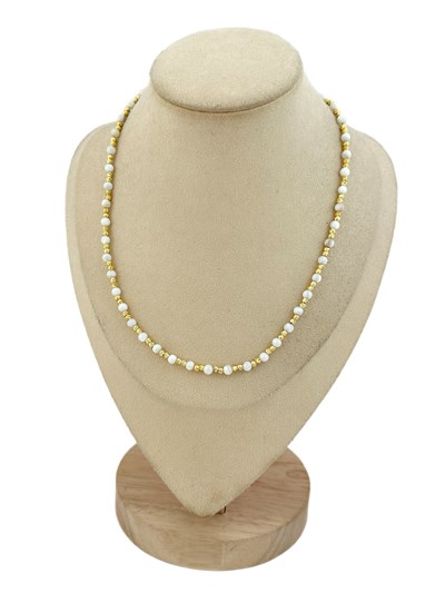 Dorika ve Beyaz Boncuklu Kolye ( 45 Cm )