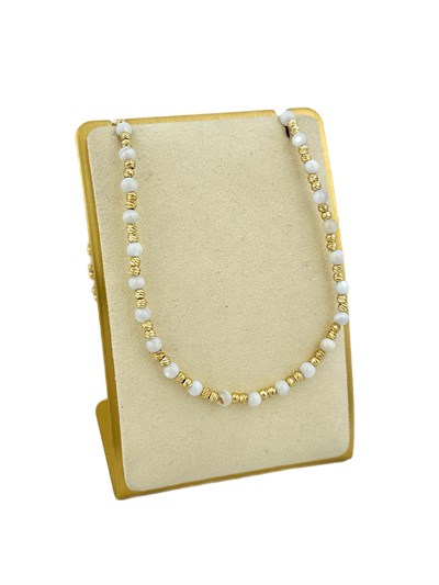Dorika ve Beyaz Boncuklu Kolye ( 45 Cm )