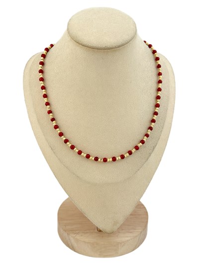Dorika ve Bordo Boncuklu Kolye ( 45 Cm )