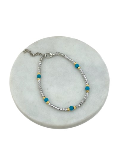 Dorika ve Turkuaz Boncuklu Bileklik ( 21 Cm )