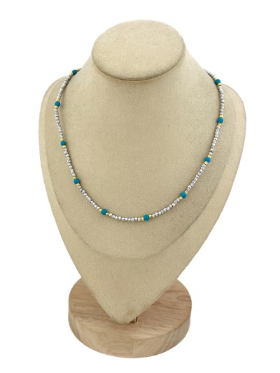 Dorika ve Turkuaz Boncuklu Kolye ( 45 Cm )