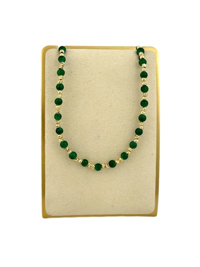 Dorika ve Yeşil Boncuklu Kolye ( 47 Cm )