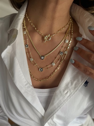 Elmas Model İtalyan Zincir Kolye Kombini