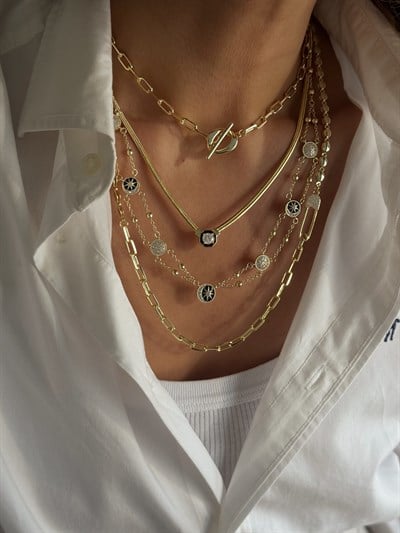 Elmas Model İtalyan Zincir Kolye Kombini