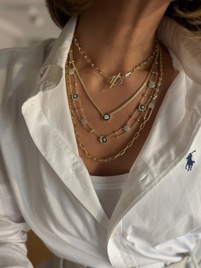 Elmas Model İtalyan Zincir Kolye Kombini