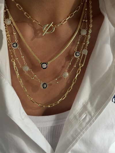 Elmas Model İtalyan Zincir Kolye Kombini