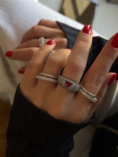 Fuşya Kalp Yüzük Kombini