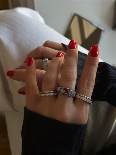 Fuşya Kalp Yüzük Kombini