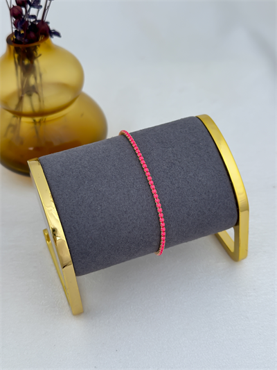 Fuşya Zirkon Taşlı Lastikli Su Yolu Bileklik