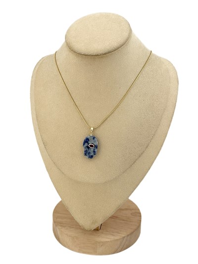 Fuşya Zirkon Taşlı Tasarım El Figür 14K Renk Çelik Kolye ( 46 Cm )