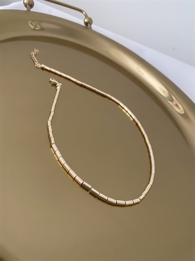 Gold Boru Boncuk Kolye (43 Cm)