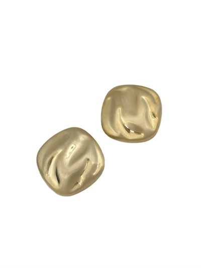 Gold Dalgalı Dokulu Kare Plaka Küpe