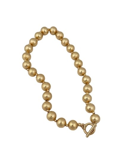 Gold Dokulu Dümen Kilit Topçuk Kolye ( 40 Cm )