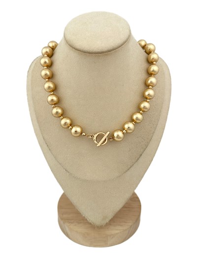 Gold Dokulu Dümen Kilit Topçuk Kolye ( 40 Cm )