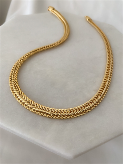 Gold Hasır Model Zincir Kolye (45 Cm )