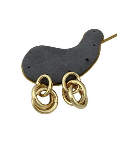 Gold İç İçe Geçmeli Halka Sallantılı Vintage Küpe