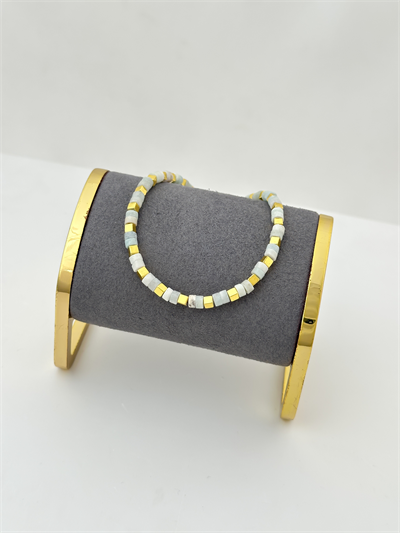 Gold Küp Detay Sedef Taş Sıralı Halhal (27Cm)