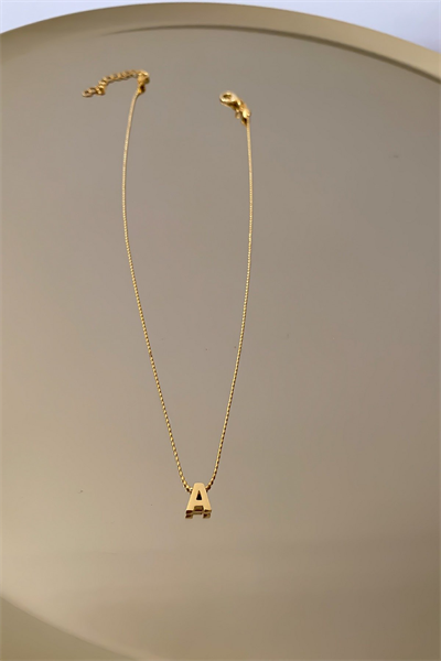 Gold Minimal 3 Boyutlu Harf Kolye (44 Cm)