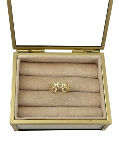 Gold Plaka Daire Geçmeli Yüzük