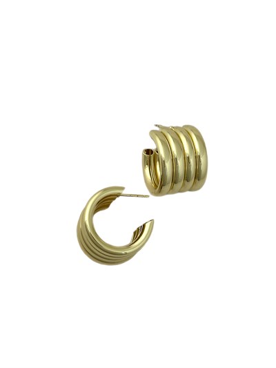 Gold Plaka Dörtlü Boru Plaka C Model Halka Küpe