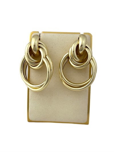 Gold Plaka İç İçe Geçmeli Boru Plaka Vintage Görünüm Küpe