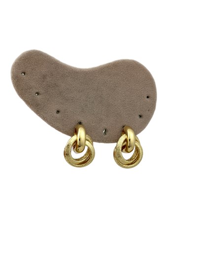 Gold Tırtıklı İç İçe Geçmeli Vintage Küpe