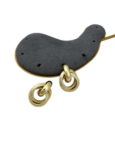 Gold Tırtıklı İç İçe Geçmeli Vintage Küpe