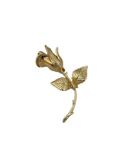 Gold Tırtıklı Plaka Gül Broş