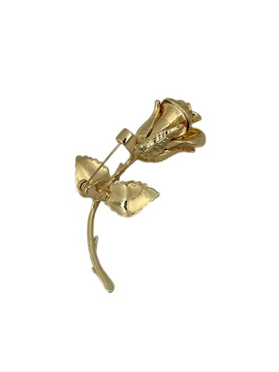 Gold Tırtıklı Plaka Gül Broş