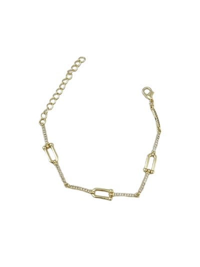 Gold Zirkon Taşlı Marka Figür Bileklik ( 22 Cm )