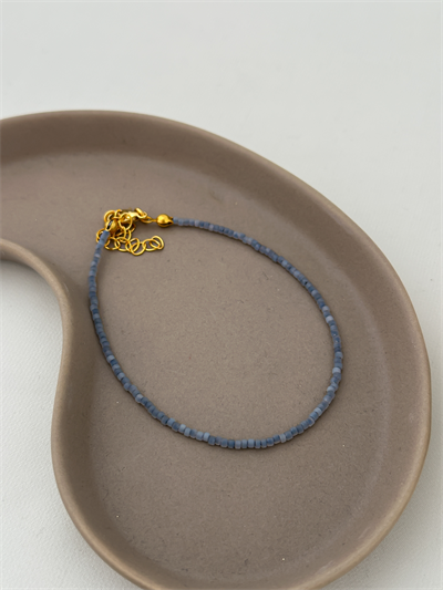 Gri Kum Boncuk Halhal (28cm)