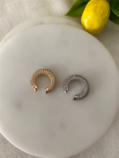 Gümüş Kaplama Zirkon Taşlı Bombeli Boru Kıkırdak Küpe