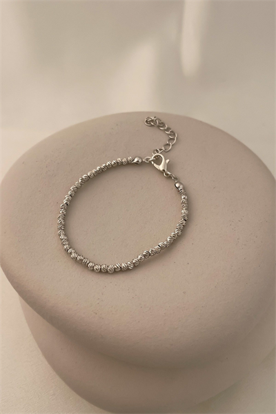 Gümüş Mini Dorika Topçuk Sıra Bileklik (21cm)