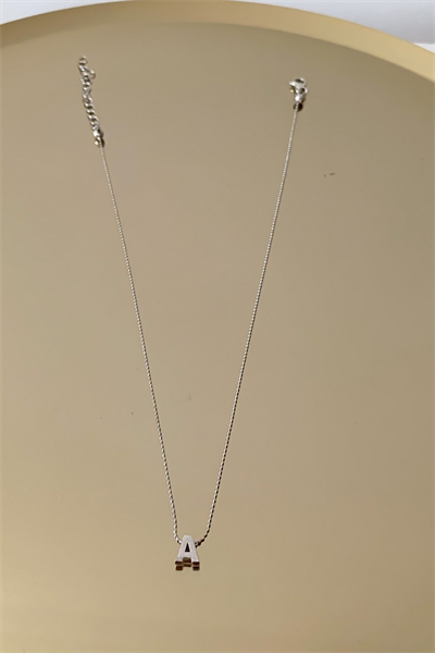 Gümüş Minimal 3 Boyutlu Harf Kolye (44 Cm)