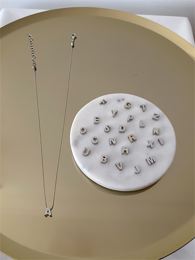 Gümüş Minimal 3 Boyutlu Harf Kolye (44 Cm)