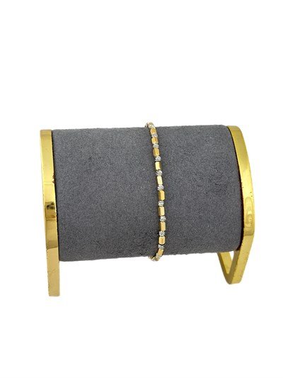 Gümüş Renk Dorika Detay Gold Çubuk Plaka Bileklik ( 24 Cm )