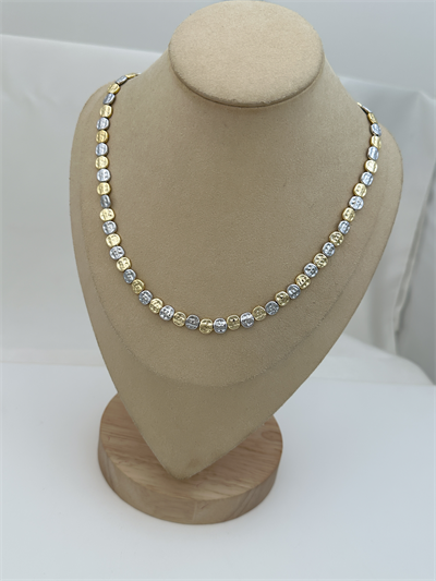 İki Renkli Yassı Dövme Plaka Sıralı Kolye (50 Cm)