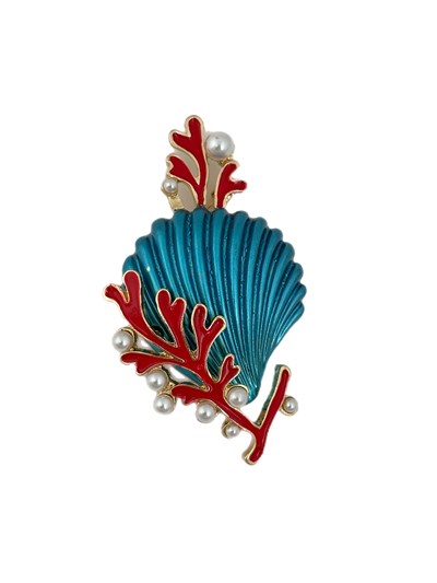İnci Detay Deniz Kabuğu Broş