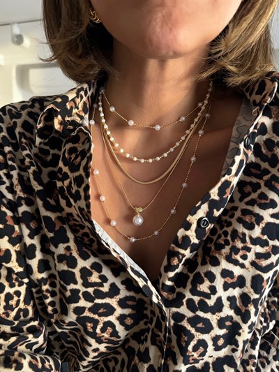 İnci ve İtalyan Zincir Kolye Kombini