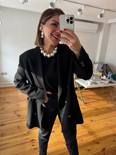 İri İnci Sıralı Kolye Kombini