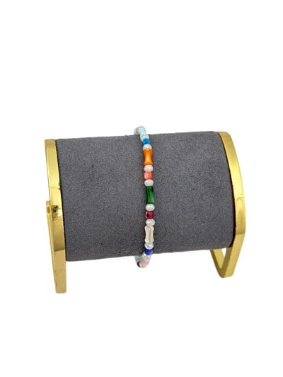 Kemik Model Sedefli ve Kristal Taş Sıralı Detay Halhal (28 Cm)