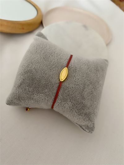 Kiremit İp Gold Plaka Badem Figür Bileklik