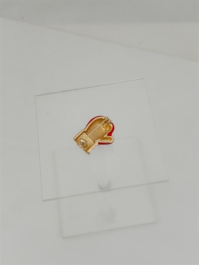 Kırmızı Beyaz Mineli Eldiven Broş