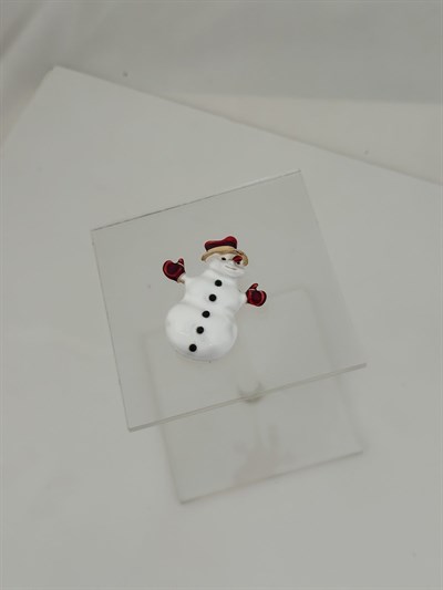 Kırmızı Eldivenli Kardan Adam Broş