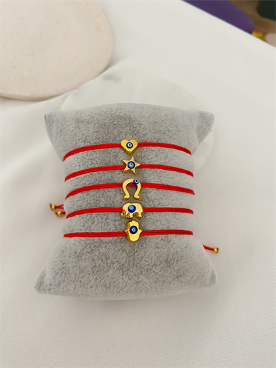 Kırmızı İp Nazarlı Minimal Figür Bileklik