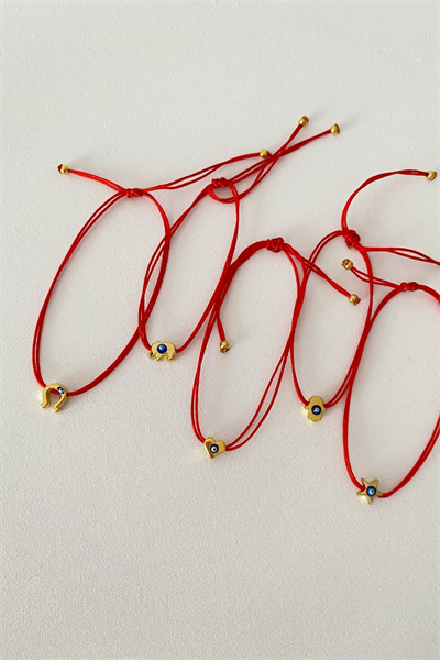 Kırmızı İp Nazarlı Minimal Figür Bileklik